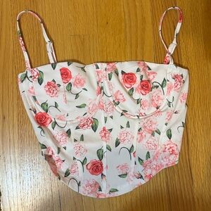 Corset Pink and White Rose Going Out top size small